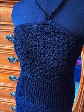 Old Navy Black Crochet Strapless Knit Dress